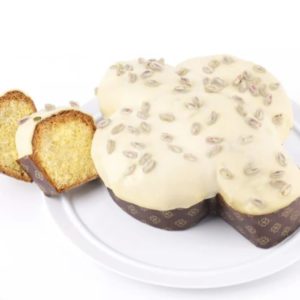 COLOMBE DE PÀQUES ARTISANAL NATURE NAPPE CHOCOLAT BLANC ET PISTACHES